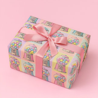 Papel De Presente Máquina de Bublegum retrô