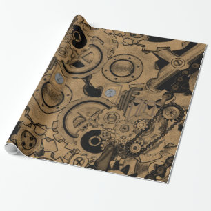 Papel De Presente Maquinaria de Steampunk (Brassy)