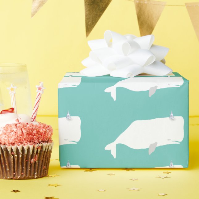 Papel De Presente Mar de Baleia Branca Cura (Festa de aniversário)