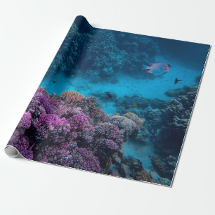 Papel De Presente Mar de Coral de Peixes Tropicais