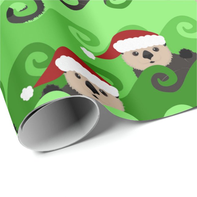 Papel De Presente Mar de Natal Projeta Ondas Verdes (Ponta do rolo)