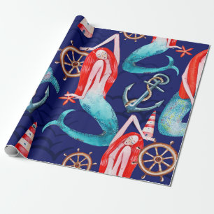 Papel De Presente Mar de padrão aquarela