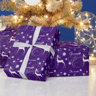 Papel De Presente Maravilha de Reinador de Natal Roxo