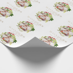 Papel De Presente Maravilhas de seu amor, cor d'água, foto dourada