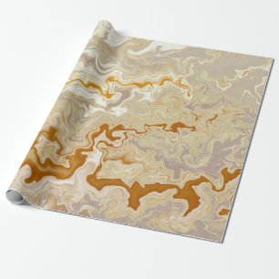 Papel De Presente Marbelizado Dourado