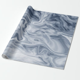 Papel De Presente Marble Azul E Branco