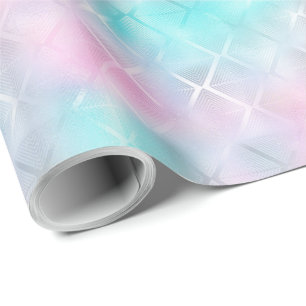 Papel De Presente Marble Azul e Cor de Água Rosa