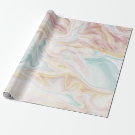 Papel De Presente Marble Azul, Rosa e Amarelo