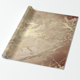 Papel De Presente Marble Champaigne Cinza Dourada Traços de Rosa