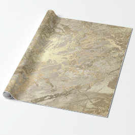 Papel De Presente Marble Champaigne Dourado Traços Metálicos De Ivor