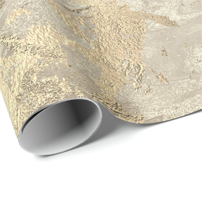 Papel De Presente Marble Champaigne Dourado Traços Metálicos De Ivor (Ponta do rolo)