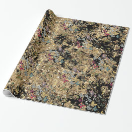 Papel De Presente Marble Dourado Meadow Butterfly Insetou Gems Diamo