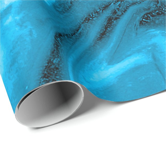 Papel De Presente Marble Molten Pastel E Marinho Azul (Ponta do rolo)