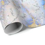 Papel De Presente Marble Silver Cinza Blue Ocean Floral Foils Laurel<br><div class="desc">Papel de embalagem contemporâneo elegante. Para qualquer evento como aniversários,  aniversário,  nova casa,  aposentadorias de graduação,  Natal,  namorados,  corporação,  casamentos de embalagens etc</div>