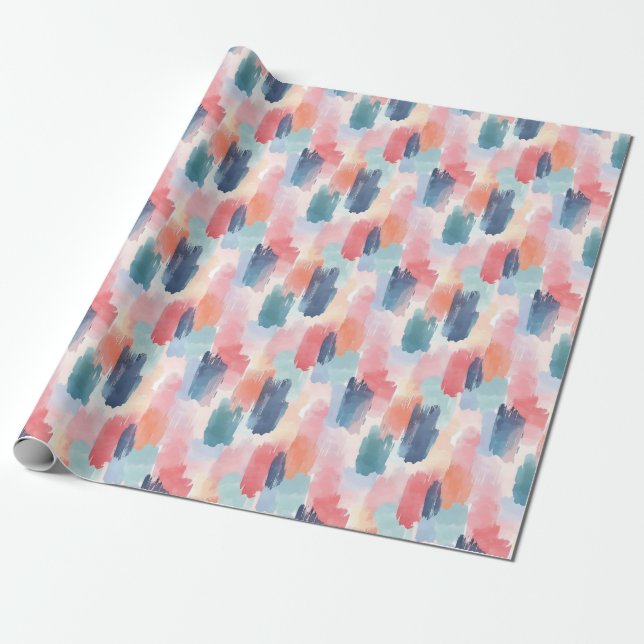 Papel De Presente Marcas de Pincel Boho Aquarela (Desenrolado)