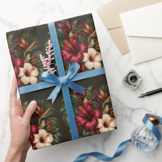 Papel De Presente Marco Botânico de Aniversário