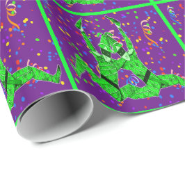 Papel De Presente Mardi Gras Carnaval Green Jesters Com Confetti