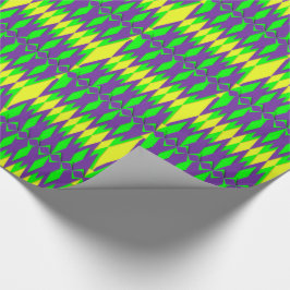 Papel De Presente Mardi Gras Carnaval Neon Green - Púrpura Amarela