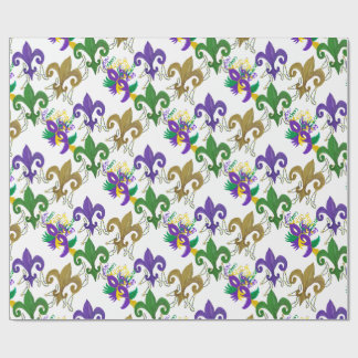 Papel De Presente Mardi Gras fleur de lis and masks