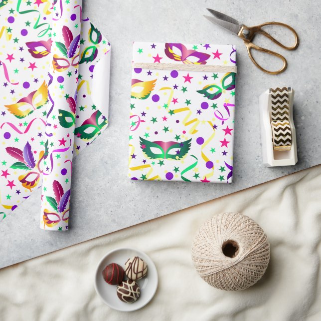 Papel De Presente Mardi Gras Masks (Artesanato)