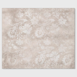 Papel De Presente Marfim e Branco Grunge Danificado Damask