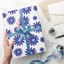 Papel De Presente Margarida Azul