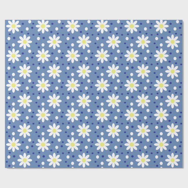 Papel De Presente margarida bolinhas azul (Aberto)
