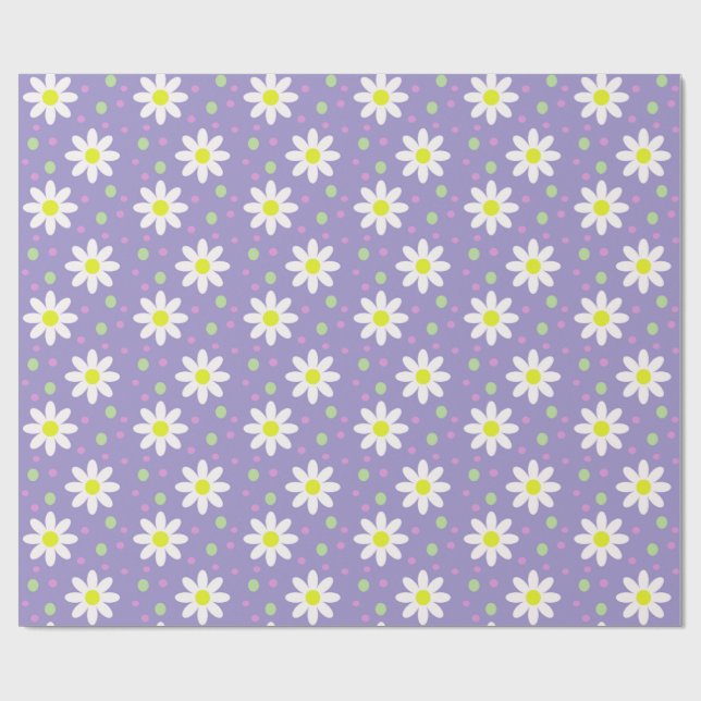 Papel De Presente margarida pontos violeta (Aberto)