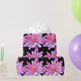 Papel De Presente Margarida rosa, zínnia, cosmo, padrão de girassol