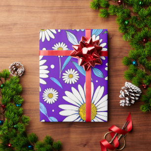 Papel De Presente Margaridas e Folhas
