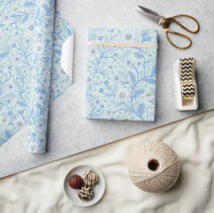 Papel De Presente Margaridas em branco e azul em vidro marinho
