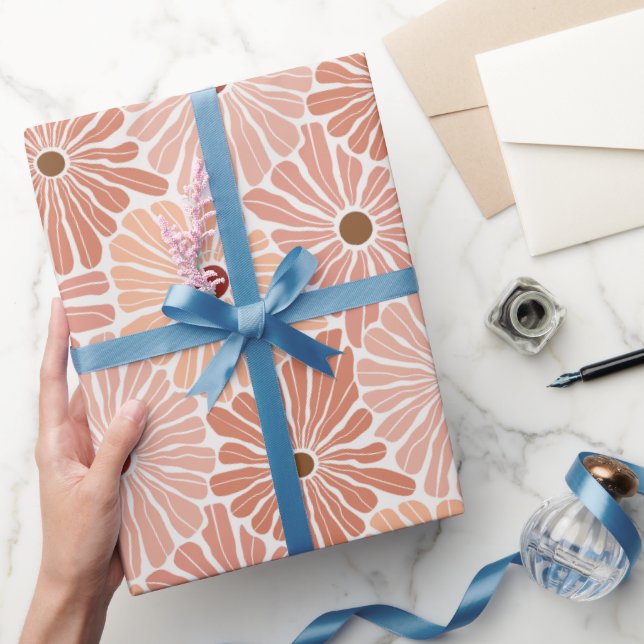 Papel De Presente Margaridas em Flor Retro (Presentear)