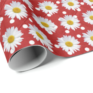 Papel De Presente margaridas no bolinhas