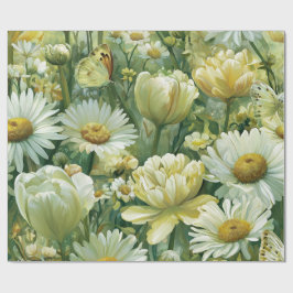 Papel De Presente Margaridas, Tulipas & Borboletas