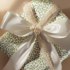Papel De Presente Margaridas Verde-Salvia Desenhadas à Mão – Mini Fl
