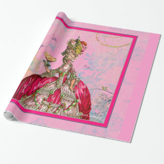 Papel De Presente Marie Antoinette Cakes e Peacock