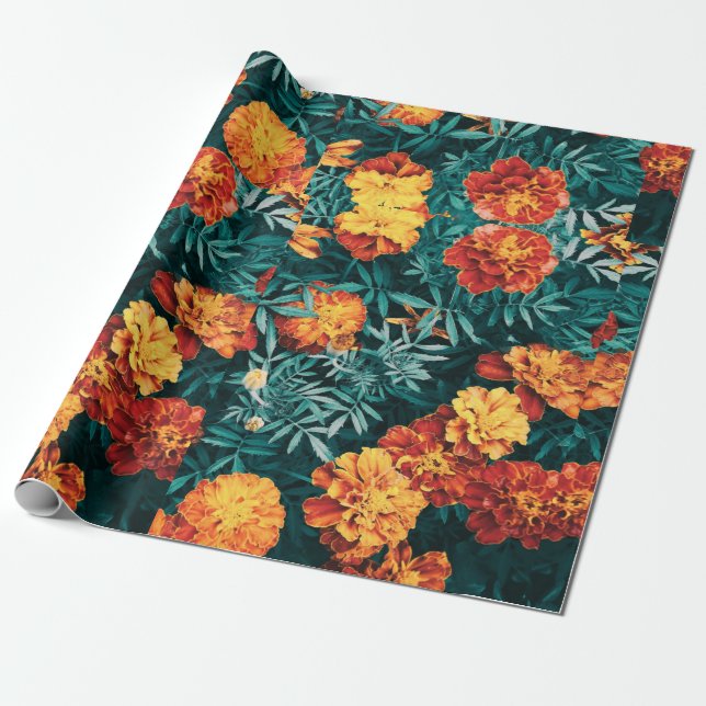 Papel De Presente Marigold Flowers (Desenrolado)