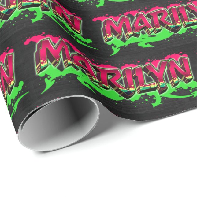 Papel De Presente Marilyn Vorname Name Graffiti red green (Ponta do rolo)