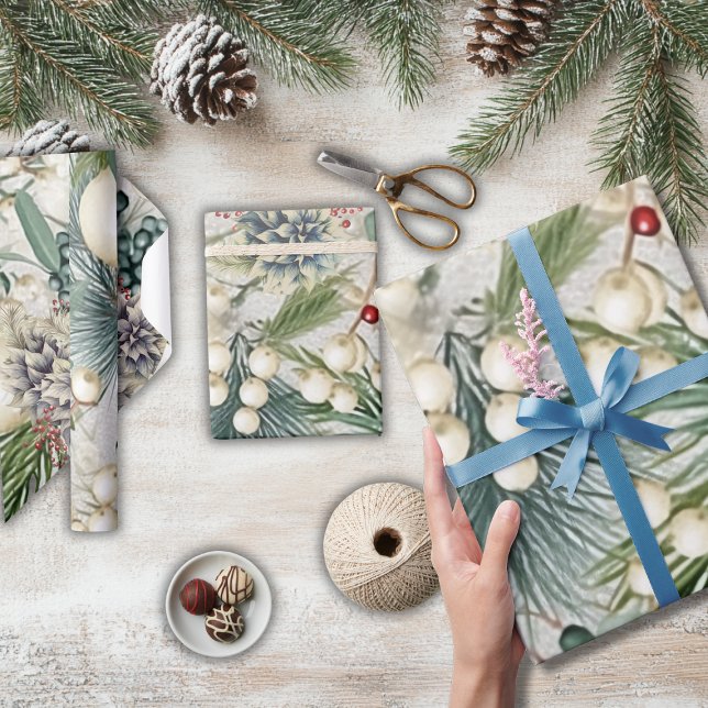 Papel De Presente Marinha de Natal encantadora e legado azul (Criador carregado)