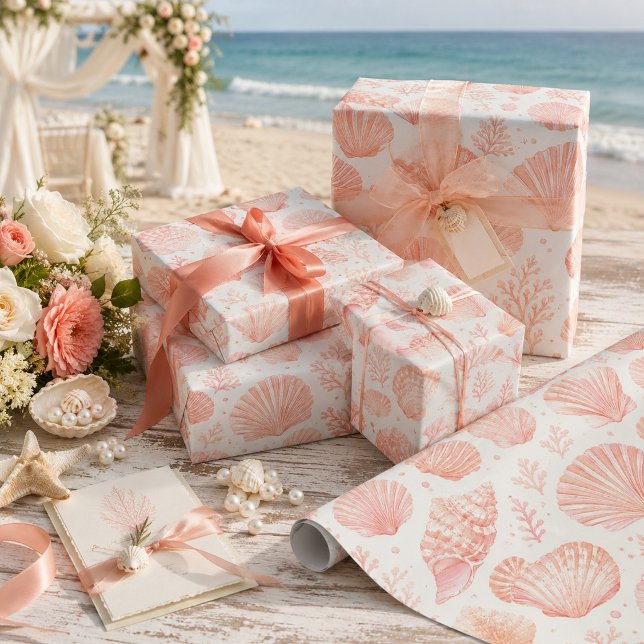 Papel De Presente Marinhas Conchas de Coral da Costa  (Criador carregado)