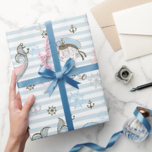 Papel De Presente Marinheiro Bebê Azul