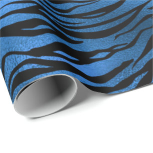 Papel De Presente Marinho Azul Cobalt Preto Tigre Metálico Peles Ani