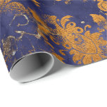 Papel De Presente Marinho Azul,  Dourado, Mel, Chique Pulverulento<br><div class="desc">revestimento chic chic florenceK design grungy</div>