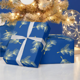 Papel De Presente Marinho Azul, Dourado, Presente de Natal Envolvido