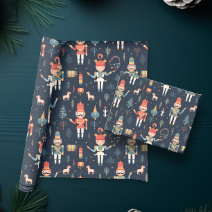 Papel De Presente Marinho Azul Festivo Natal