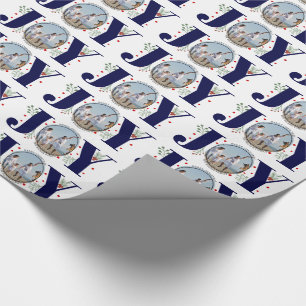 Papel De Presente Marinho azul JOY Festa de Natal feliz