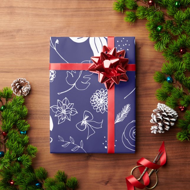 Papel De Presente Marinho Azul Natal (Presente de Natal)