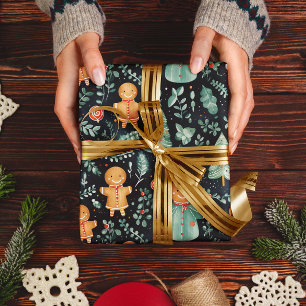 Papel De Presente Marinho Azul Pão Azul Homens e Veneração de Natal
