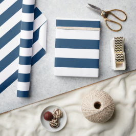 Papel De Presente Marinho Blue Stripes, White Stripes, Padrão Stripe