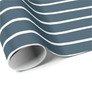 Papel De Presente Marinho Blue White Stripes